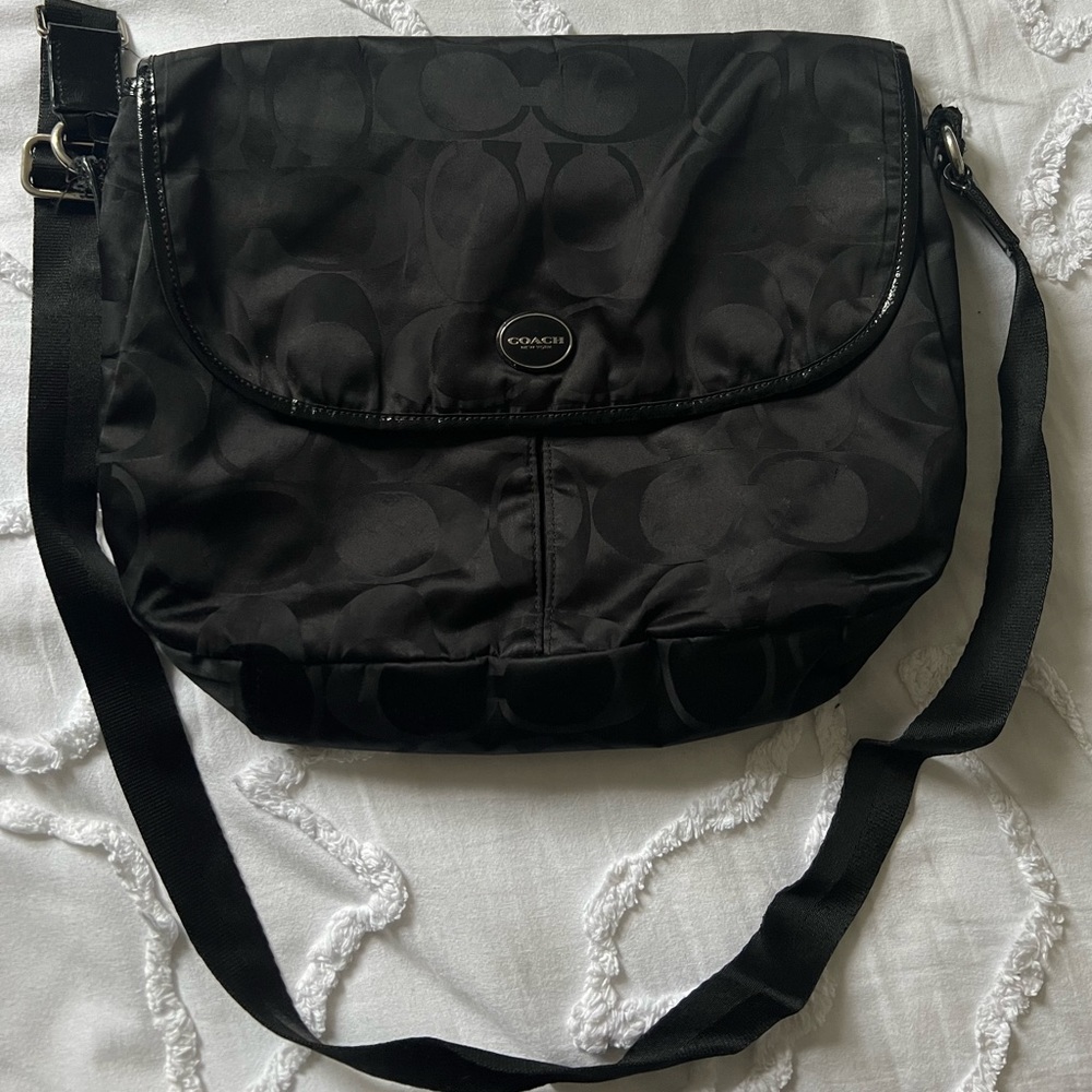 Vintage coach black messenger bag